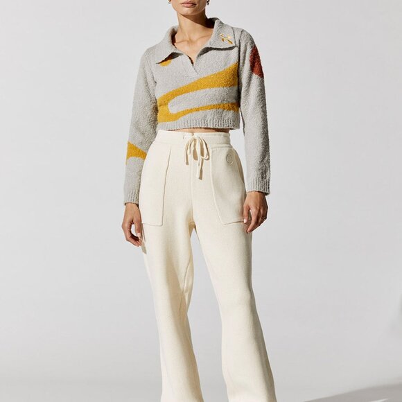 HONOR THE GIFT Pattern Block Long Sleeve Sweatshirt Size Large Cozy Cropped - Picture 3 of 5